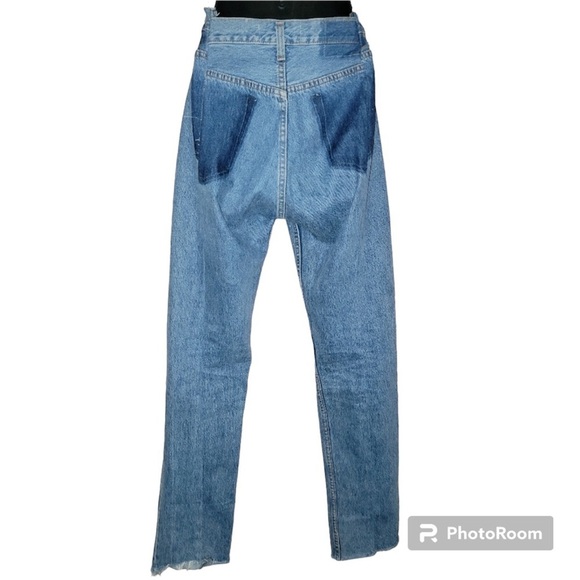 EB Denim Split Hem OG Jeans Womens size 26 High Rise Straight Leg Blue Denim - Picture 6 of 8